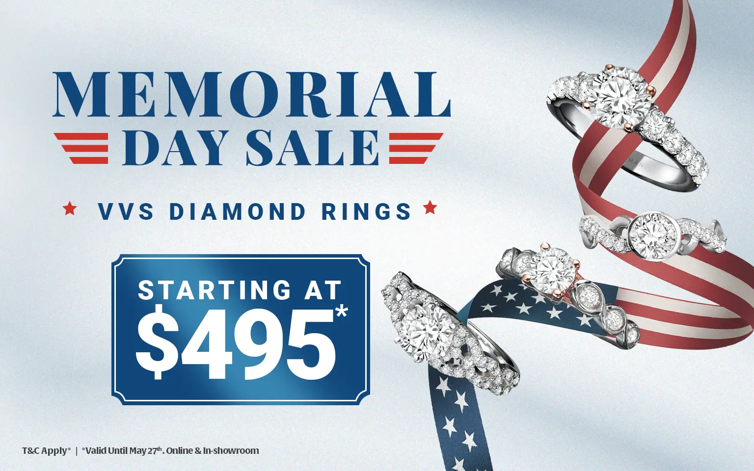 Memorial Day Sale 2025 | VVS Diamond Rings Starting $495