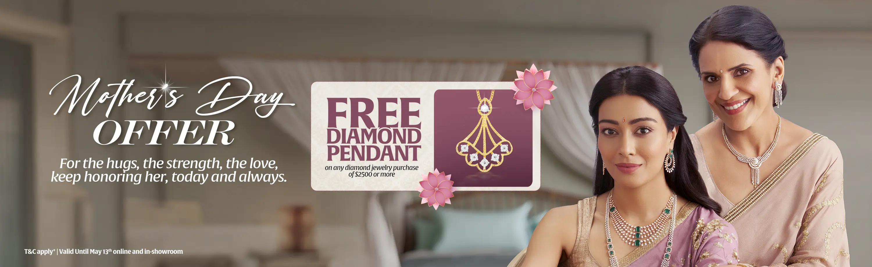 Mothers Day 2025 Desktop Banner | Free Diamond Pendant *