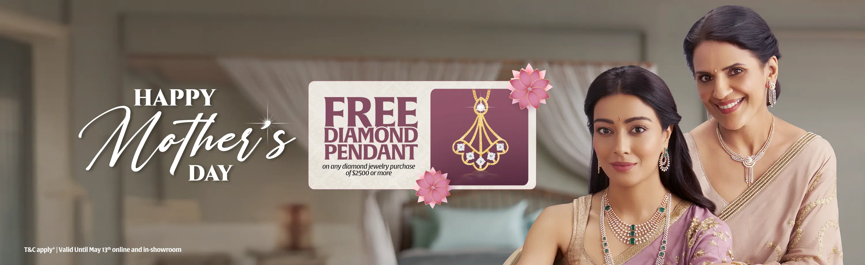 Mothers Day 2025 Desktop Banner | Free Diamond Pendant *